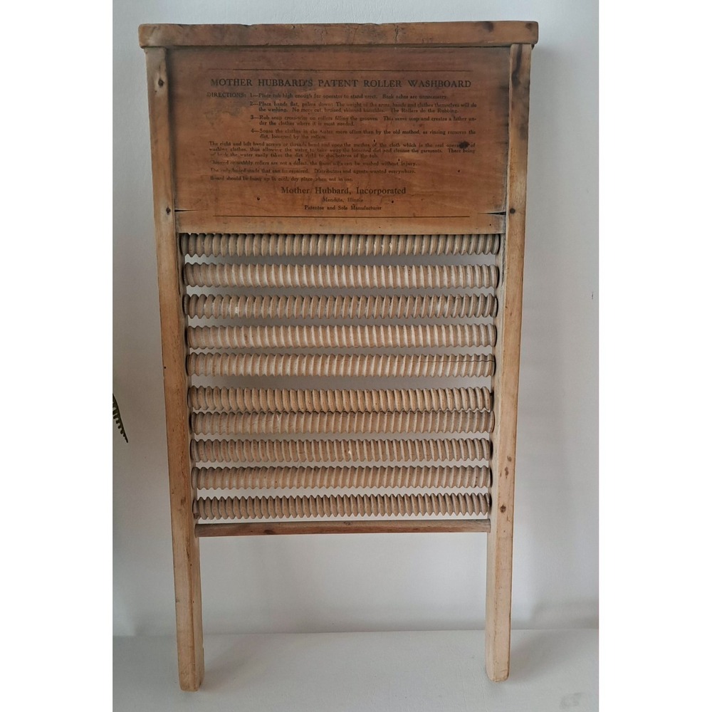 Primitive Wooden Washboard Spiral Rollers MENDOTA, IL 1916-1935